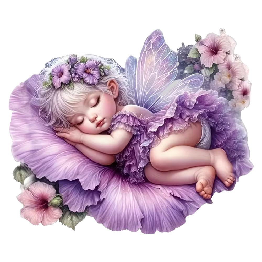 

QT2466# Whimsical Sleeping Fairy with Purple Flowers & Butterflies Car Sticker for Laptop, Truck,Motorcycle, Window 10cm-longest side