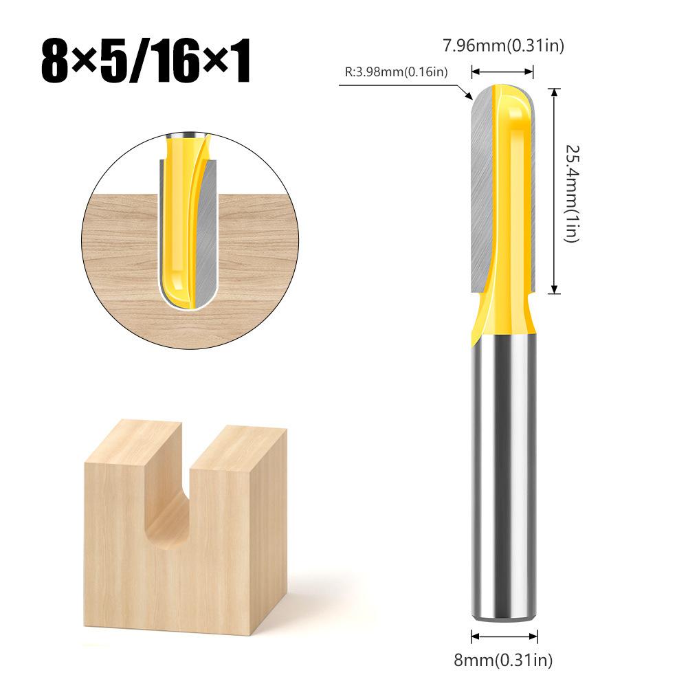 8 Handle Lengthened Deep Round Bottom Cutter Woodworking Milling Cutter Slotting Cutter Trimming Machine Cutter Head Engraving Machine Bakelite