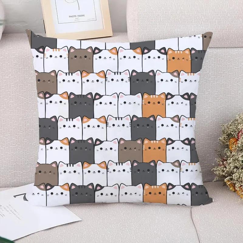 Niedliches Katzenmuster Dekorative Kissenhülle Kissenbezug Bettwäsche Dekoration