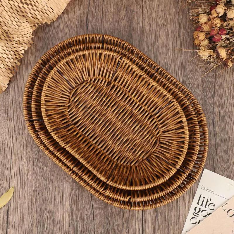 Ru Han Oval Light Floral Melamine Storage & Display Baskets (Set of 3)