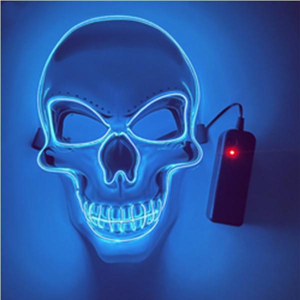 Halloween Horror Mask White Skull Shape Glowing Mask Ghost Festival Dance Atmosphere LED Mask