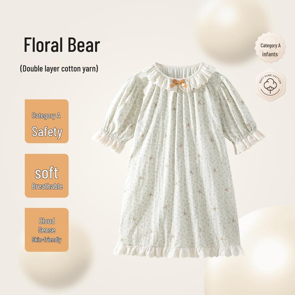 Camiciotto Estivo in Garza di Cotone Floreale da Bambina - Pigiama Morbido per Bambini