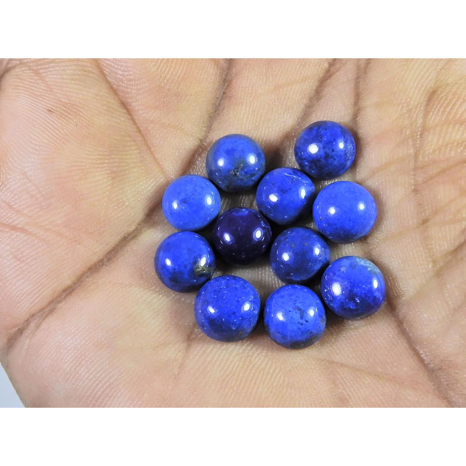27Cts. 8MM Natural Lapis Lazuli Round Cabochon Loose Gemstone 11Pcs Lot C-1863