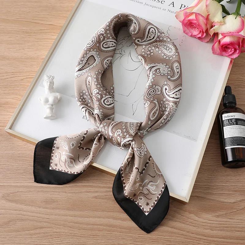 70*70cm Silk Scarf Scarftop Headwraps For Woman Fashion Four Seasons Hair Accessories Hijab Foulard Bandana Femme Headscarf