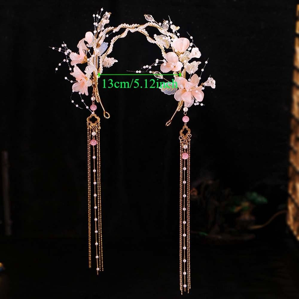 Flower Hanfu Tassel Hair Hoop Beads Swaying Fairy Headwear Chinese Ancient Hairband  Girls