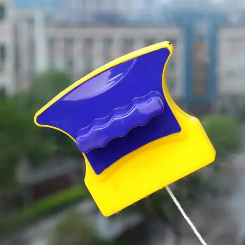 Strapazierfähiger Magnetischer Glasreiniger Doppelseitiger Wischer Haushaltsreinigung mit 1,2 m Seil Sicherheitsleine zum Waschen von Badezimmerfenstern