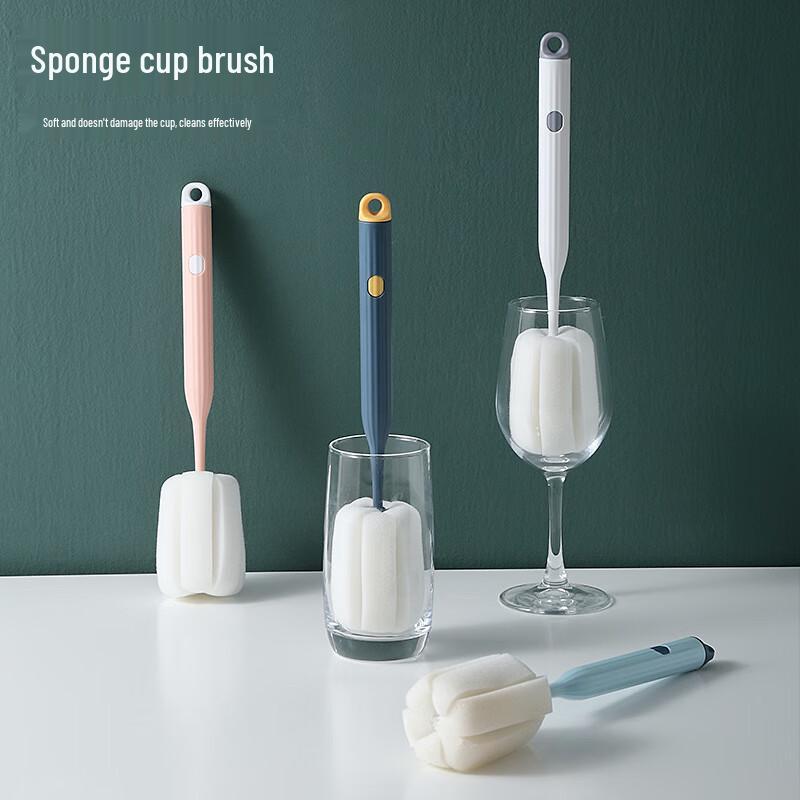 Manshou Long Handle Sponge Head Cup Cleaning Brush Set
