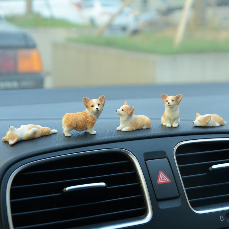 Mini Corgi Resin Doll Ornament Car Accessories Cartoon Decoration Auto Interior Cute Gift Exquisite Puppy Home Desktop