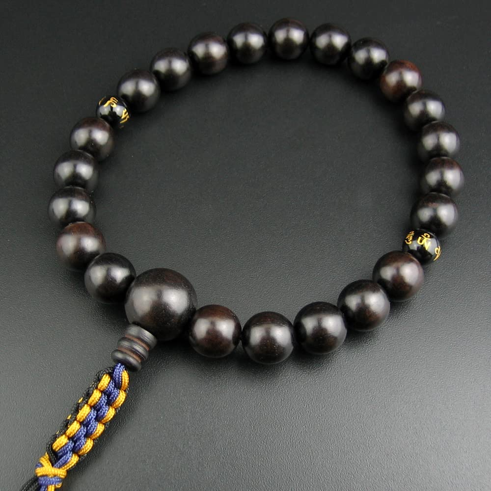 [WONDERFUL LOTUS Myorenka] Myorenka Buddhist Prayer Beads for Men, Jodo Shinshu, 22 Beads, Ebony, Two-Color Tassel, Buddhist Altar Accessories,