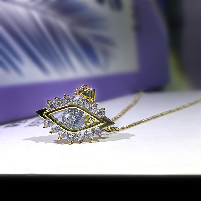 Fashionable Gold Plated Zircon Necklace Demons Eye Shape Alternative Necklace