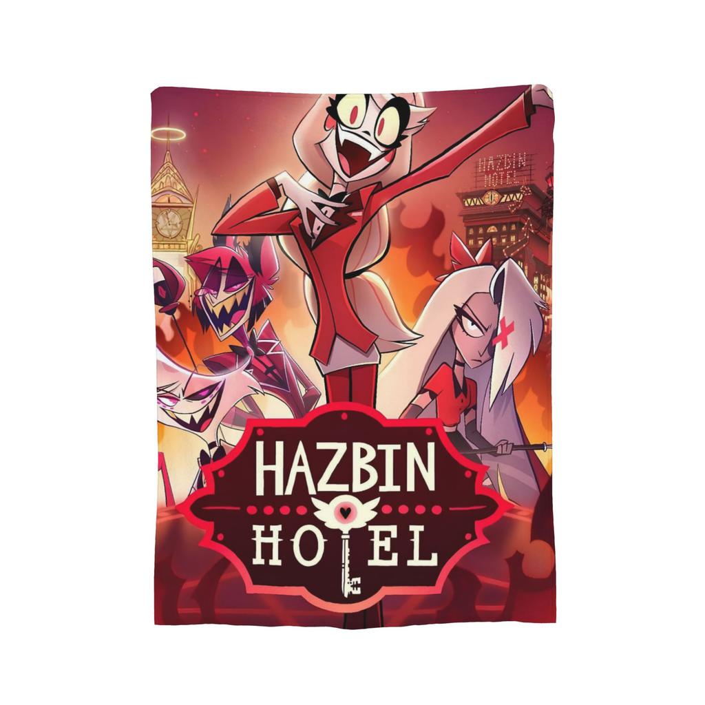 Cartoon Hazbins Hotels Blanket Velvet Print   Multifunction Lightweight Thin Throw Blanket for Sofa Car Bedspread