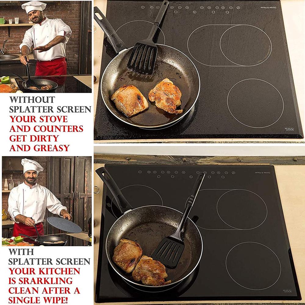 Silikonová ochrana obrazovky proti rozstřiku Nepřilnavé víko pánve na olej a tuk se sklopnou rukojetí pro vaření pánve na pánvi 11,4 palce
