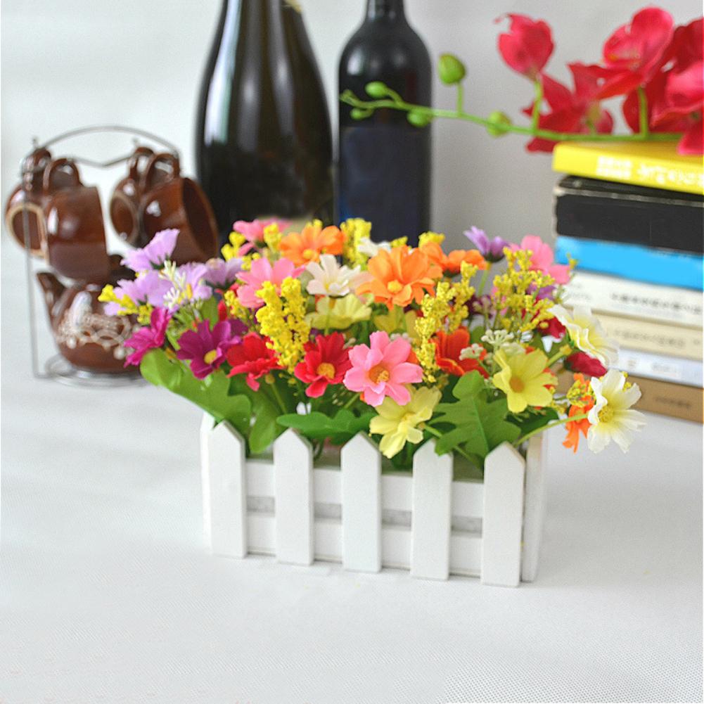 1 Bouquet Artificial Flowers Wooden Fence Garden DIY Stage Party Stage Decor Christmas Ornament