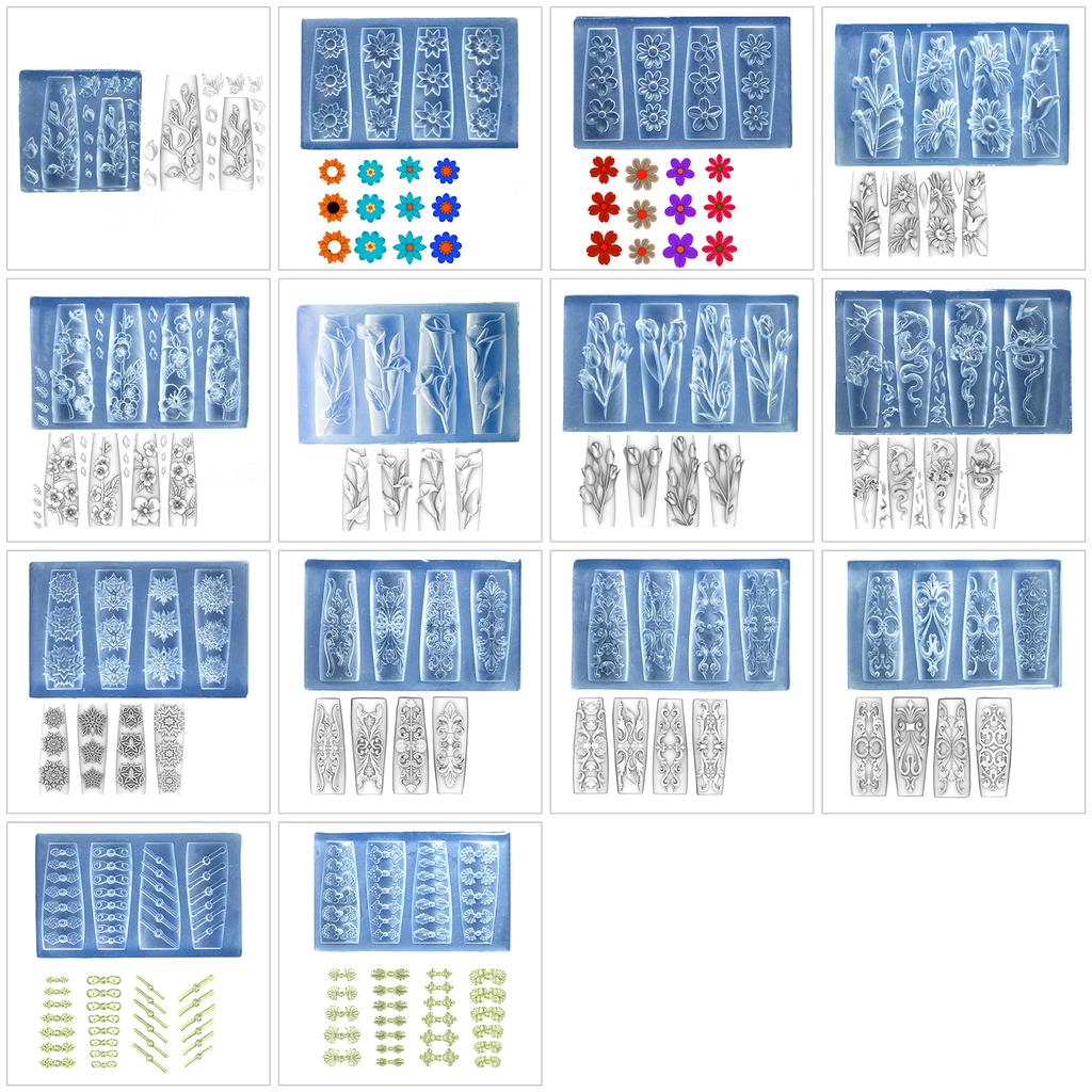 Multifunctional Clear Silicone Carving Nail Mold for Creating Stunning 3D Floral Resin Designs and Nail Art
