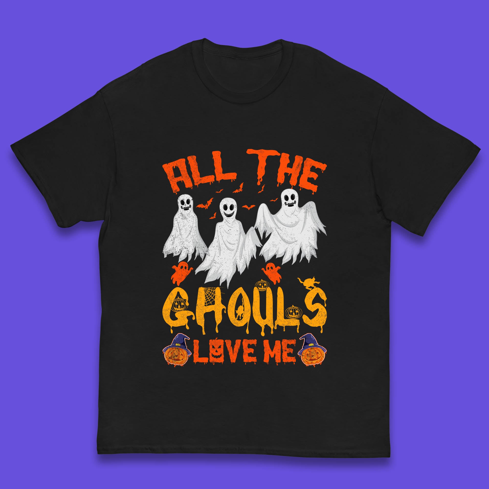 All The Ghouls Love Me Halloween Funny Horror Spooky Boo Ghost Kids T Shirt 120