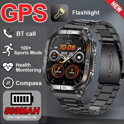 Nowy zewnętrzny smartwatch z ekranem AMOLED 2,13", GPS, kompasem, latarką LED, wysokościomierzem, wodoodpornością 3ATM, baterią 580 mAh, połączeniami Bluetooth