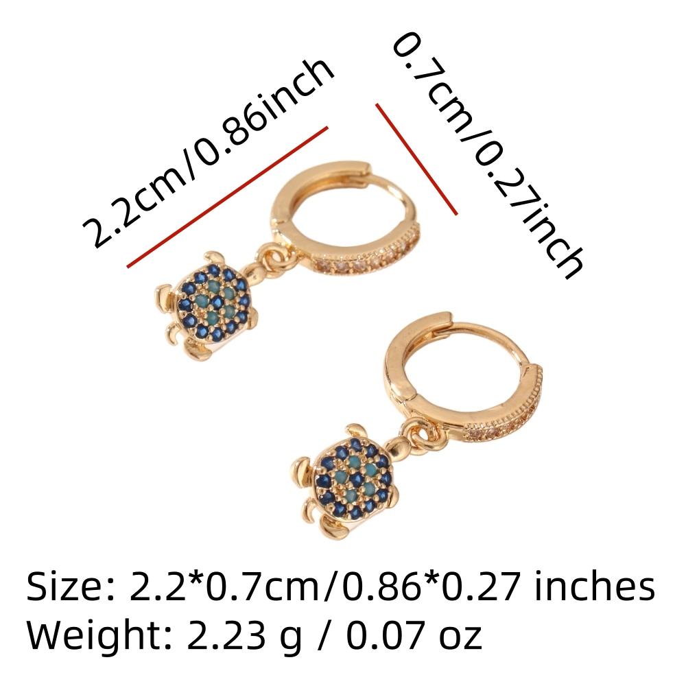 1 Pair Cute Turtle Dangle Earrings for Women Cubic Zirconia Jewelry Daily Wedding Party Accessories