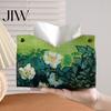 Multi Purpose Storage Organizer PU Leather Tissue Box Cover with Wild Rose/Sunflower Pattern, Foldable Desktop Organizer, Napkin Holder Space