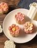 Mondkuchenform Presse mit Stempeln Blumenmuster Mondkuchenhersteller zum Backen DIY Gebäck Kekse und Desserts Kuchendekorationswerkzeuge