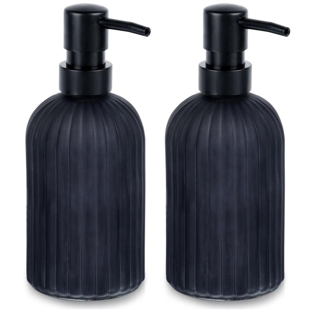 Black Glass Soap Dispenser 400 Ml 2 Pcs.