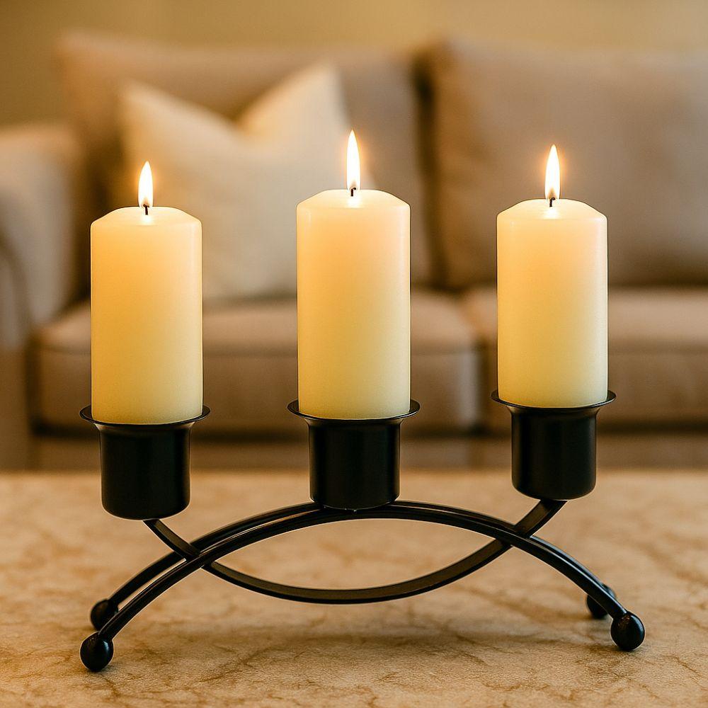 European Style 3 Arms Candle Holder Metal Candle Stand Vintage Candelabra  Holiday Dining