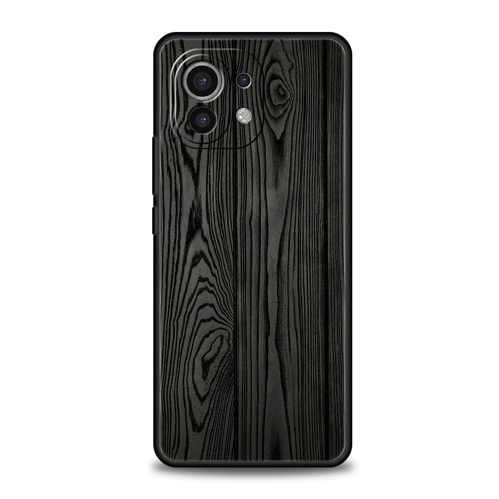 Carved Wood Phone Case For Xiaomi Poco X3 NFC M3 M4 F4 X4 Pro 5G F3 GT Mi 12 11T 10 9T 10T Lite 11 Ultra Silicon Black Cover