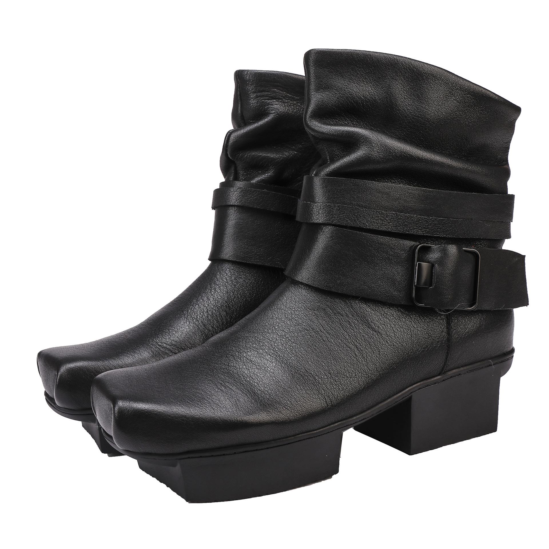 

Johnature Женские полусапожки из коровьей кожи, из натуральной кожи, универсальные, на среднем каблуке, с квадратным носком 40 чёрный