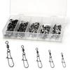 50-piece Set Fishing Strong Snap Swivel Multi-size Sea Tools Lure Connector Case Rig 360-degree Rotation Compatible Surf Ajing Eging Bass Connectors 5