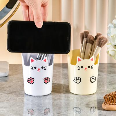1 stuk creatieve potloodorganizer voor studenten schattige cartoon kattenpoot potlood stationery telefoonhouder mooie make-upborstelhouder