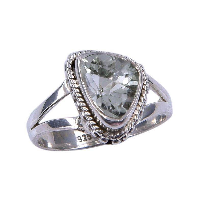 Natural Green Amethyst Gemstone 925 Solid Sterling Silver Jewelry Ring S.6 H4S68