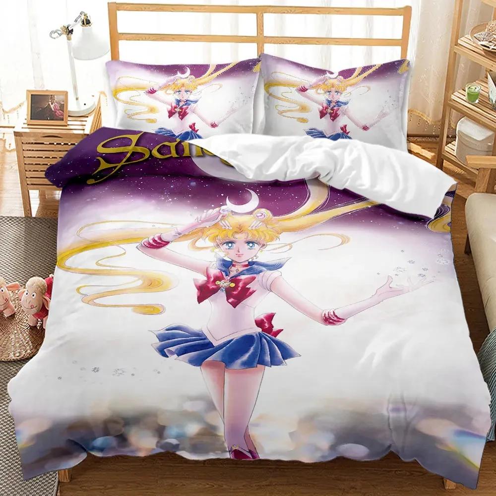 Kawaii Sailor Moon Bedding Set For Girls Luxury Duvet Cover Pink Comforter Twin Duvet Cover Set With Pillowcase Gifts