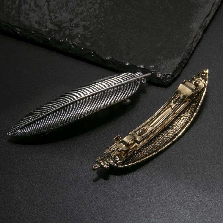 Engraved Leaf Shape Hairclip for Formal Occasion French Metallic Vintage Side Pin Spring Hair Clip Hair Styling Tool