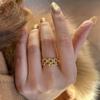 Hollow out flower dot diamond rings for women new in fashion light luxury glossy ring wedding adjustable dreamy wedding jewelry
