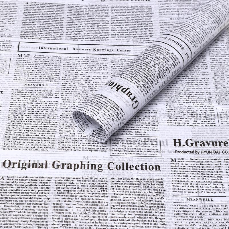 Retro English Newspaper Kraft Tissue Paper Flower Bouquet Gift Wrapping DIY Handmade Flowers Gifts Packaging Material 20Sheets