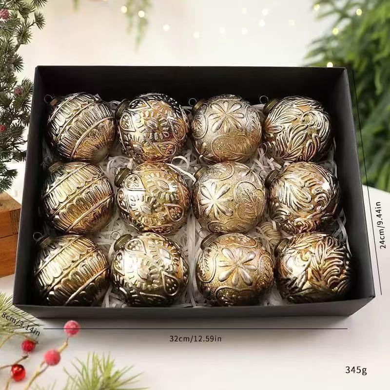 Antique Style Christmas Ornament Set: Scratch-off Ball Decorations for Trees and Windows