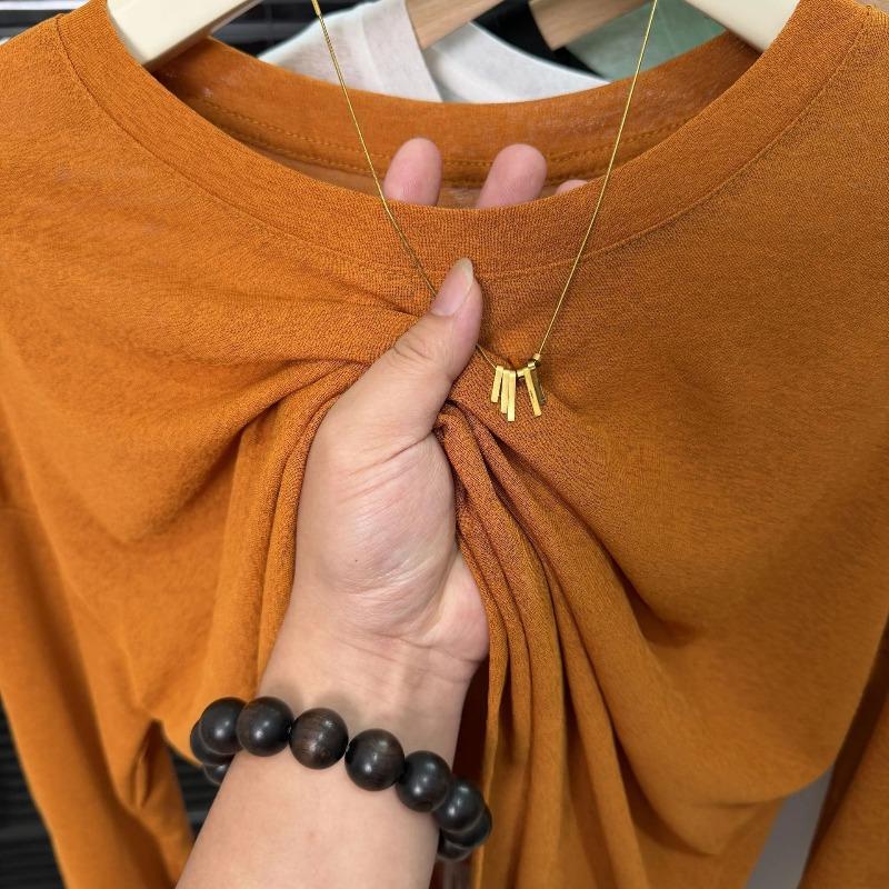 New Ice Silk Cool Tulle Long-sleeved Sunscreen Blouse Women's Fashion Versatile Breathable Solid Color T-shirt Top Summer