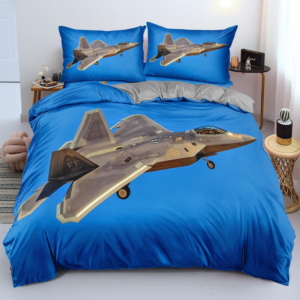 Fighter Series Comforter Bedding Set, 3D Print Airplane Duvet Cover Set Quilt Cover Pillowcase,king Queen Size Bedding Set Kids