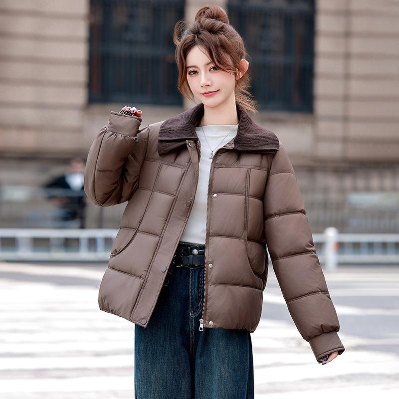 Autumn and winter versatile small man winter down cotton clothes women's fashion short lapel thickened cotton coat tide