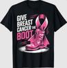 Give Breast Cancer The Boot Pink Military October Awareness 100% Cotton T-shirt Mens Tees Top