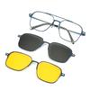Lunettes de soleil tendance à clip magnétique 3 en 1 pour hommes, monture de lunettes, lunettes optiques pour ordinateur, UV400 7009