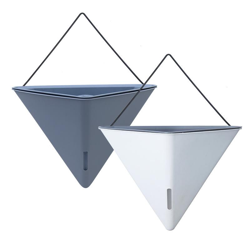 Triangular Wall Mounted Flower Pot Planters Self Watering Hanging Basin for Plants Lazy Flowerpot Office Home Garden Accessories