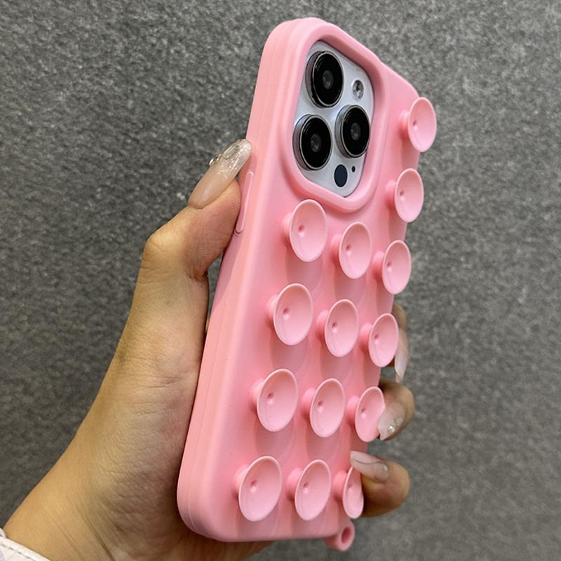 

Candy Color 3D Suction Cup Soft Silicone Phone Case For iPhone 17 Air 16 15 14 13 12 11 Pro Max Shockproof Protective Back Cover For iphone 17Promax