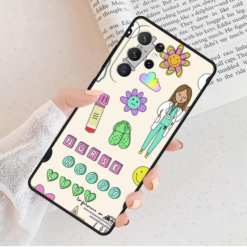 Doctor Nurse Heart Stethoscope Phone Case For Samsung Galaxy S25 S23 S30 S8 S21 S20 FE S24 S22 Note 10 20 Plus lite Ultra