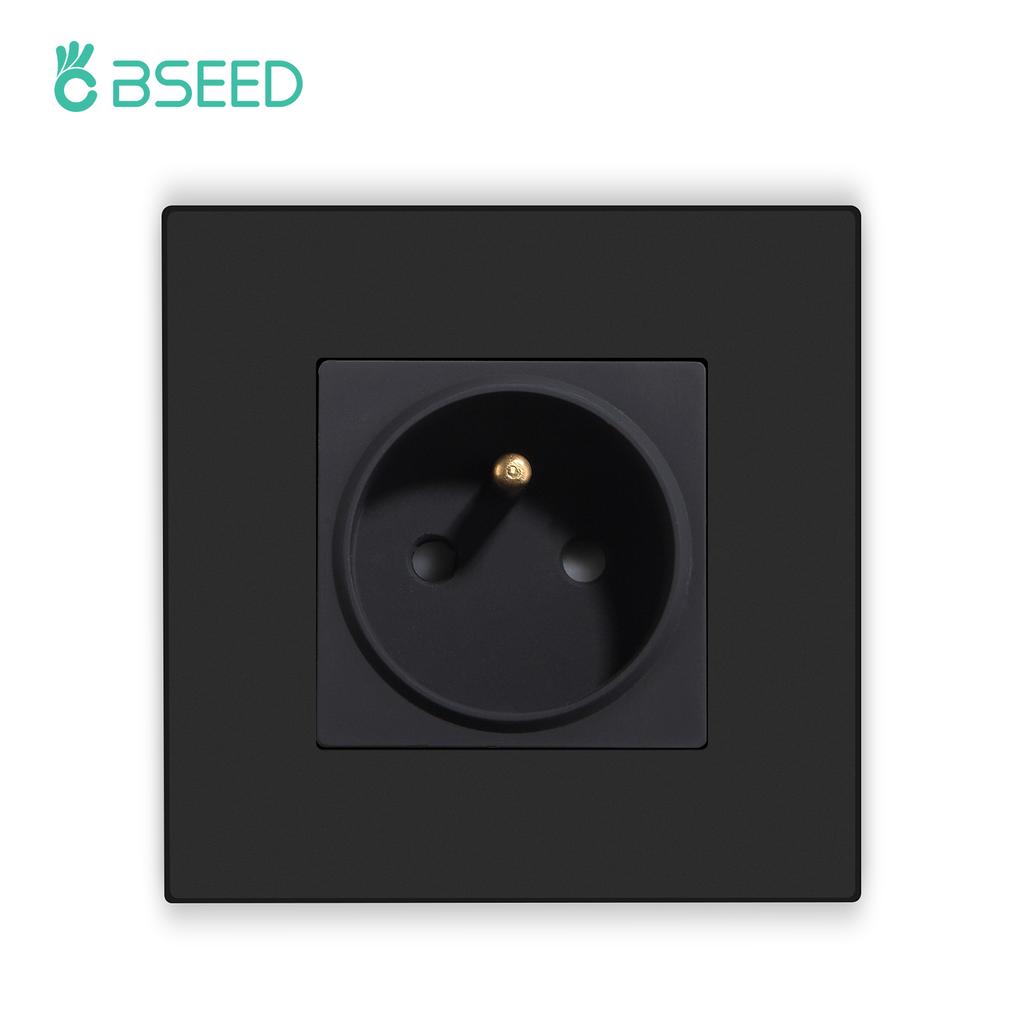 Bseed France Standard Socket With Usb Charging Port and Type c 2.1A 16A Gray PC Panel 86mm*86mm Plastic Flame Wall Socket