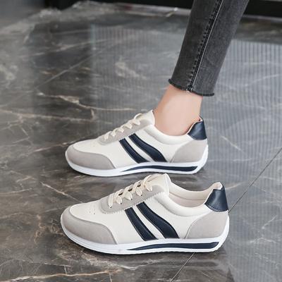 New  Women Casual Walking Shoes Summer Flat Lace Up Leather High Quality Sneakers Fashion Flat-Bottomed Female Gump Sneakers