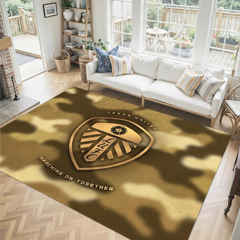 Design Calcio Leeds United Tappeto in Velluto di Cristallo Accogliente Non?Tappeto Stampato Antiscivolo per Camera da Letto Soggiorno Ingresso