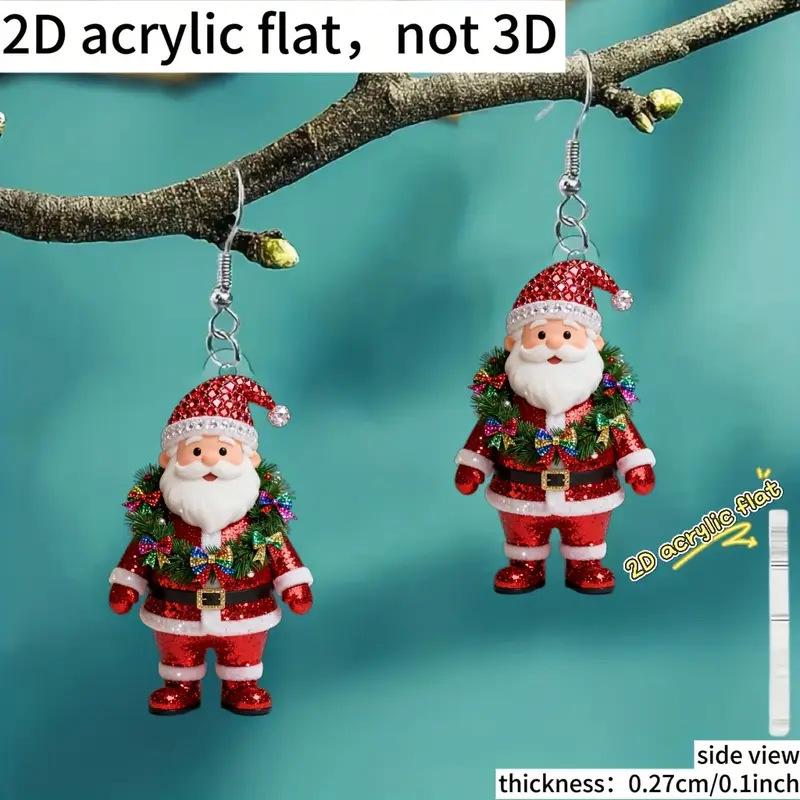 Santa Claus Acrylic Earrings - Cartoon Christmas Decorations