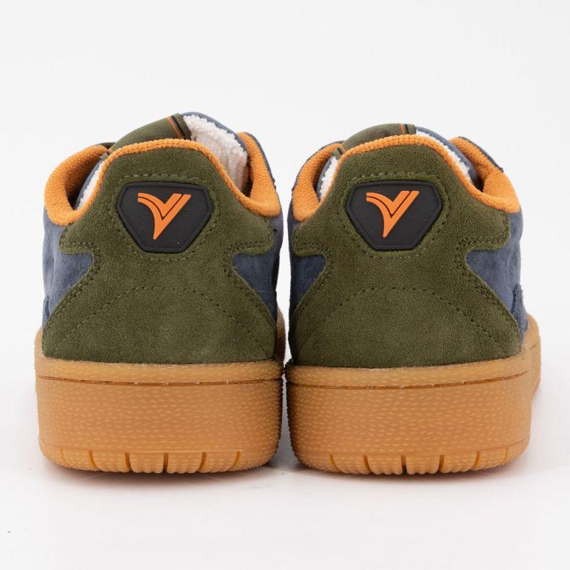 Retro Navy Sneakers with Khaki Laces Navy Suede Men VICTORIA