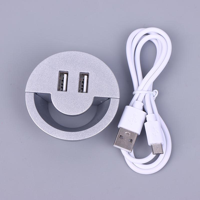 50Mm Wire Hole Cover Round Home Office Table Outlet Port Line Box Computer Desk Cord Grommet With 2 Port Usb Cable Organizer