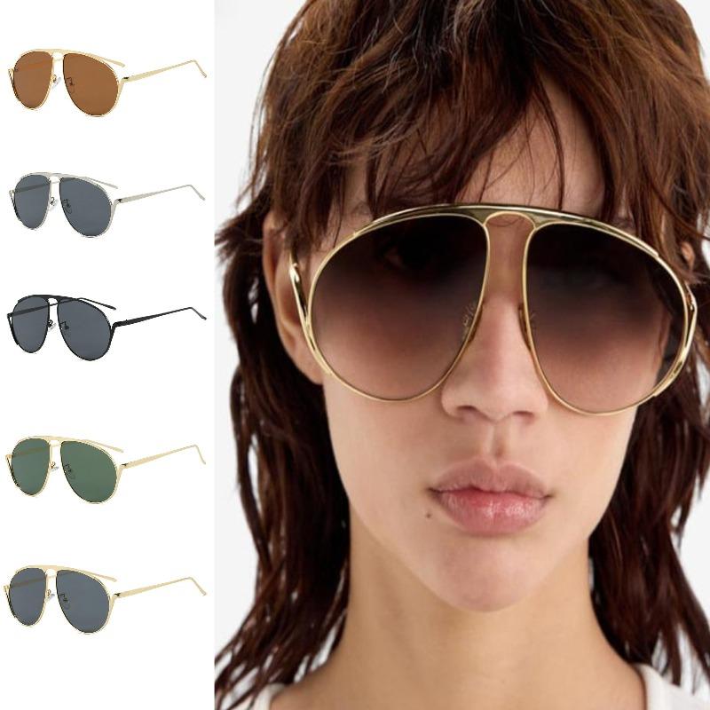 Retro Oversized Metal Sunglasses Men Women Double Bridge Shades Brand Designer Alloy Uv400 Goggles Vintage Punk Unisex Eyewear